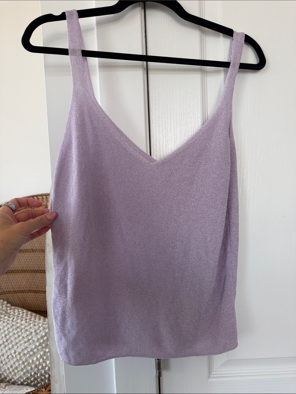 Shimmer Light Purple V-Neck Women's Tank Top